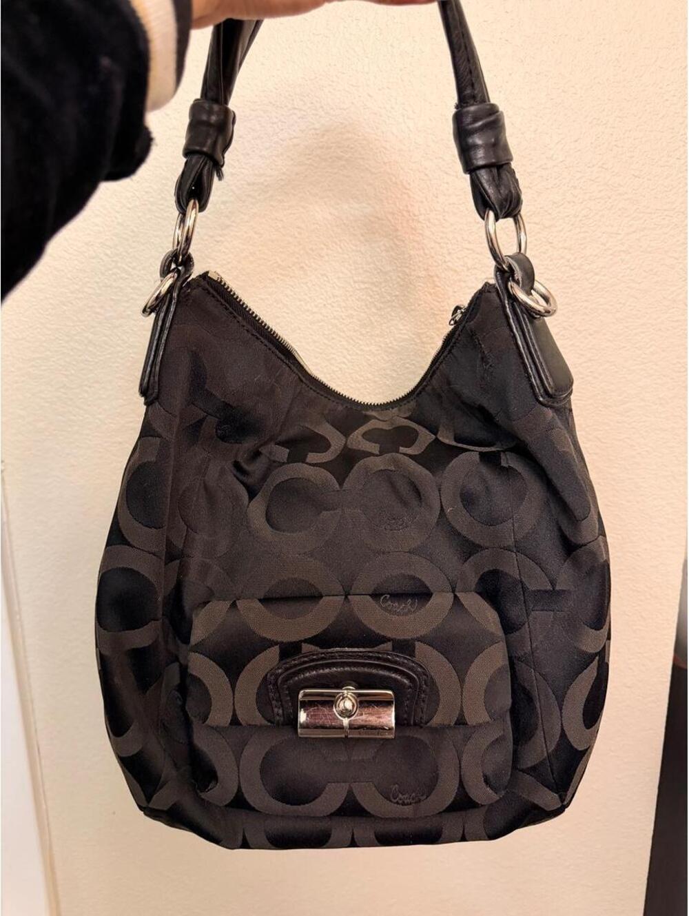 Coach 2009 Black Kristin Monogram Hobo Bag